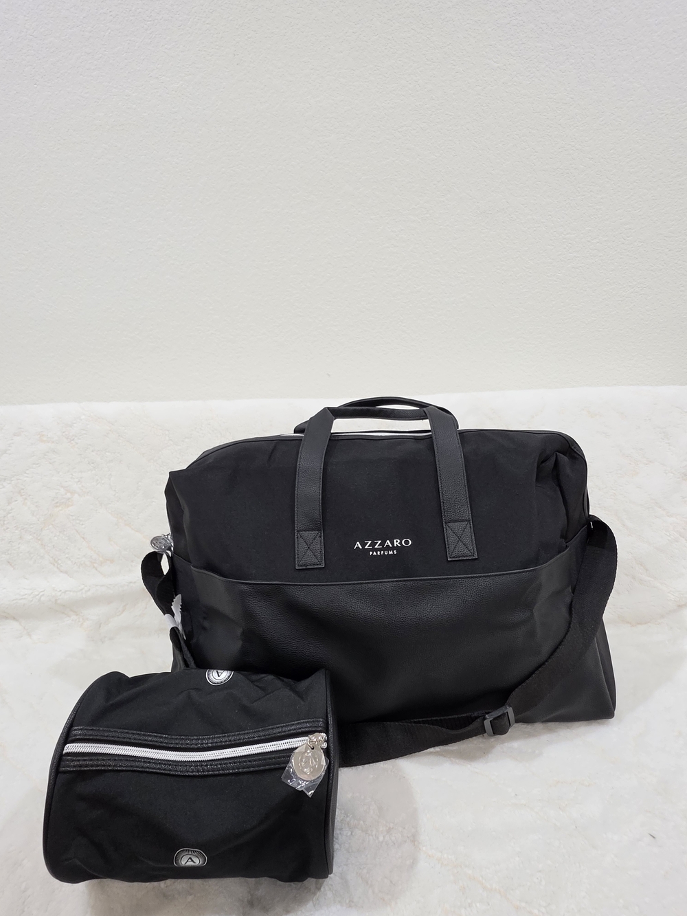 AZZARO Black Weekender Duffel Bag - Travel Carryall for Men